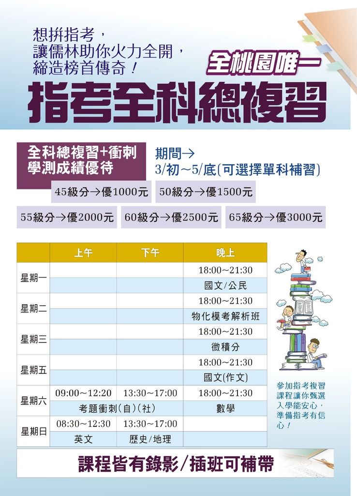 105_S3指考總複習課表