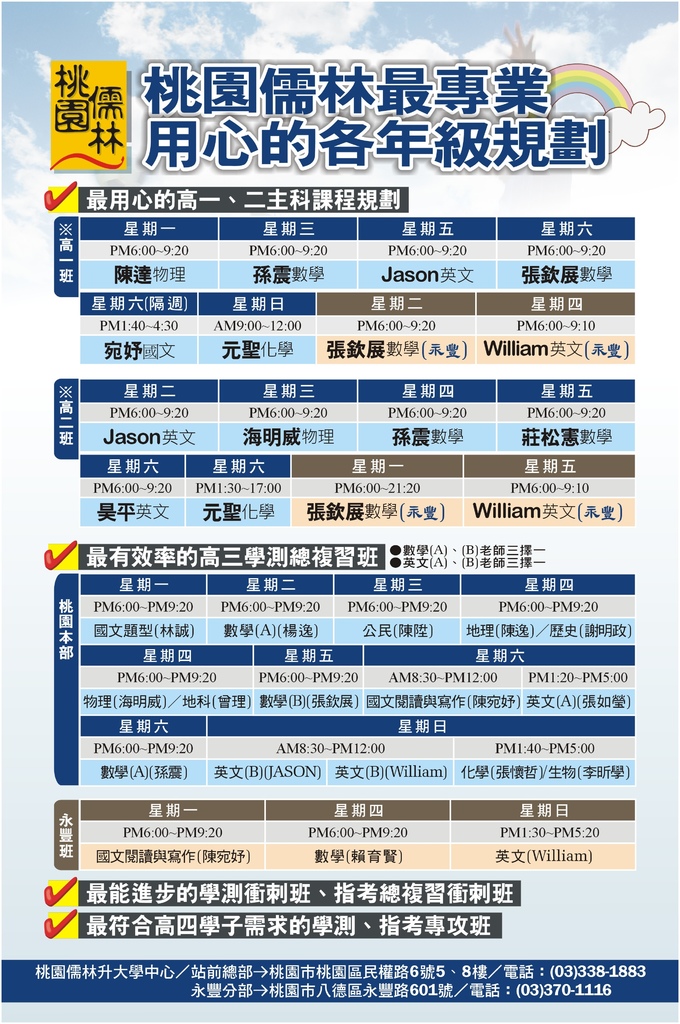 108新課綱武陵 中大壢中 桃園高中開設班群 校訂必修 與對應加深加廣選修及多元選修學分超級比一比 桃園儒林