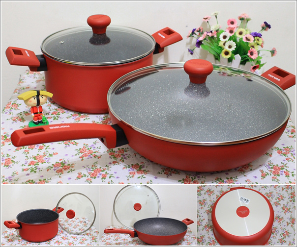 廚具▶義大利MONETA.不沾鍋天然紅石系列雙鍋組(炒鍋32cm+湯鍋24cm) (附影片)