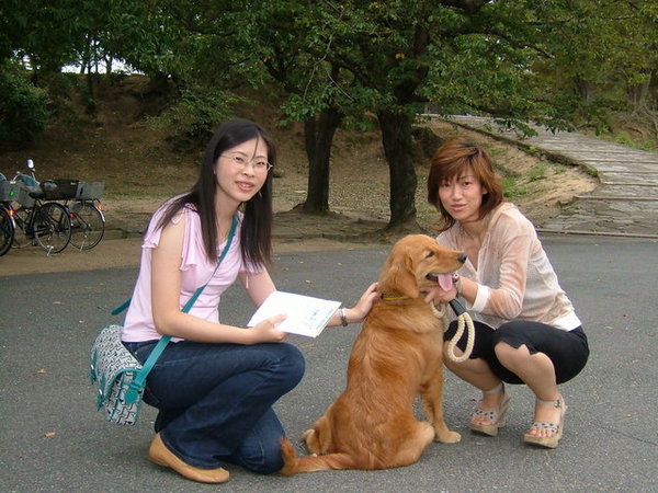 嘿嘿~看到了可愛的黃金獵犬忍不住跟牠及牠的主人一起照個相