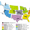 美國10個聯邦應急管理局分局的境內地圖