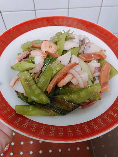 蒜苗甜豆炒海鮮 蒜苗甜豆炒海鮮