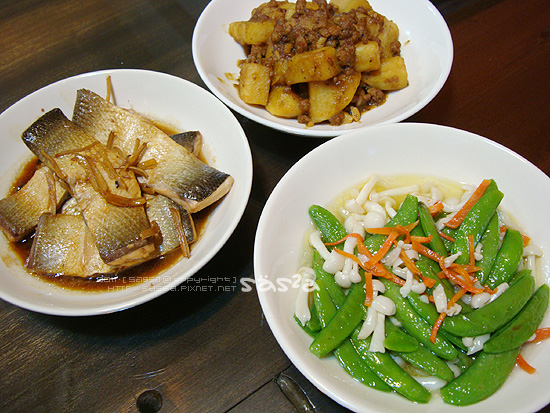 滷虱目魚肚、義式馬鈴薯、甜豆雪白菇