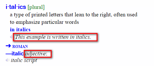 italic example italic example
