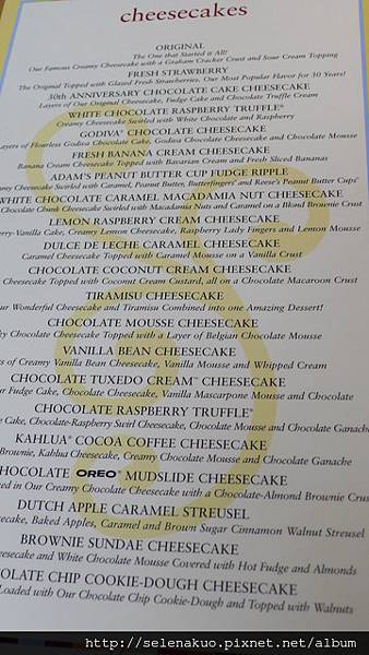 Cheesecake價目表