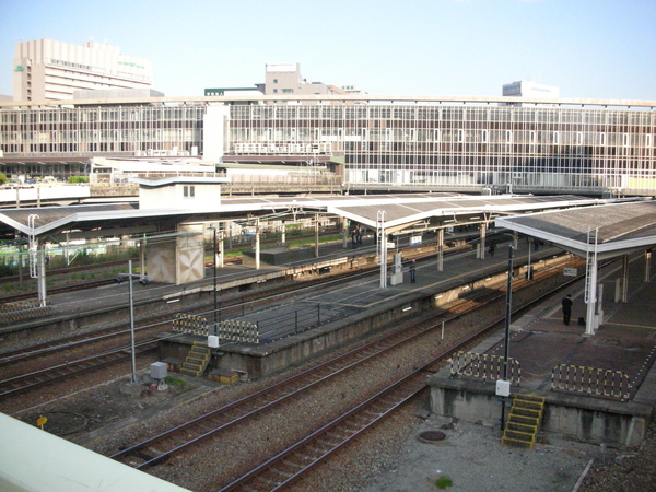 走到新大阪站的天橋上可以看到月台