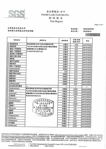 SGS檢驗報告--豬肉(合榮意食品)20230817