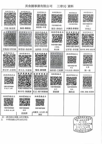 112學年上學期第9週--蔬果食材及豬肉供應資料