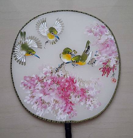 圓絹扇108.07.08-綠繡眼櫻 (1)