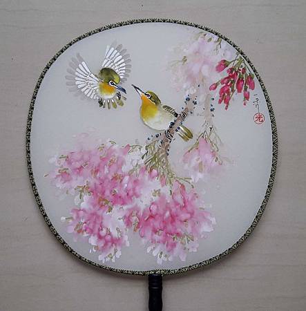 圓絹扇108.07.10-綠繡眼櫻花 (3)