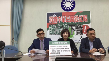 2017年10月28日中國國民黨立法院黨團「消滅中華民國殺紅眼 謝志偉下台!」記者會
