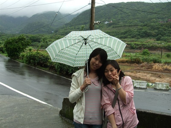 下著雨的山景