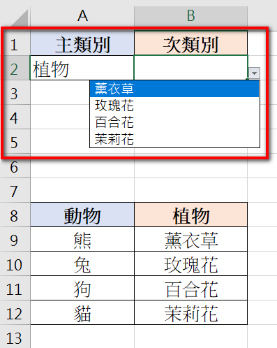 【Excel-選單】在Excel建立主、次下拉式選單