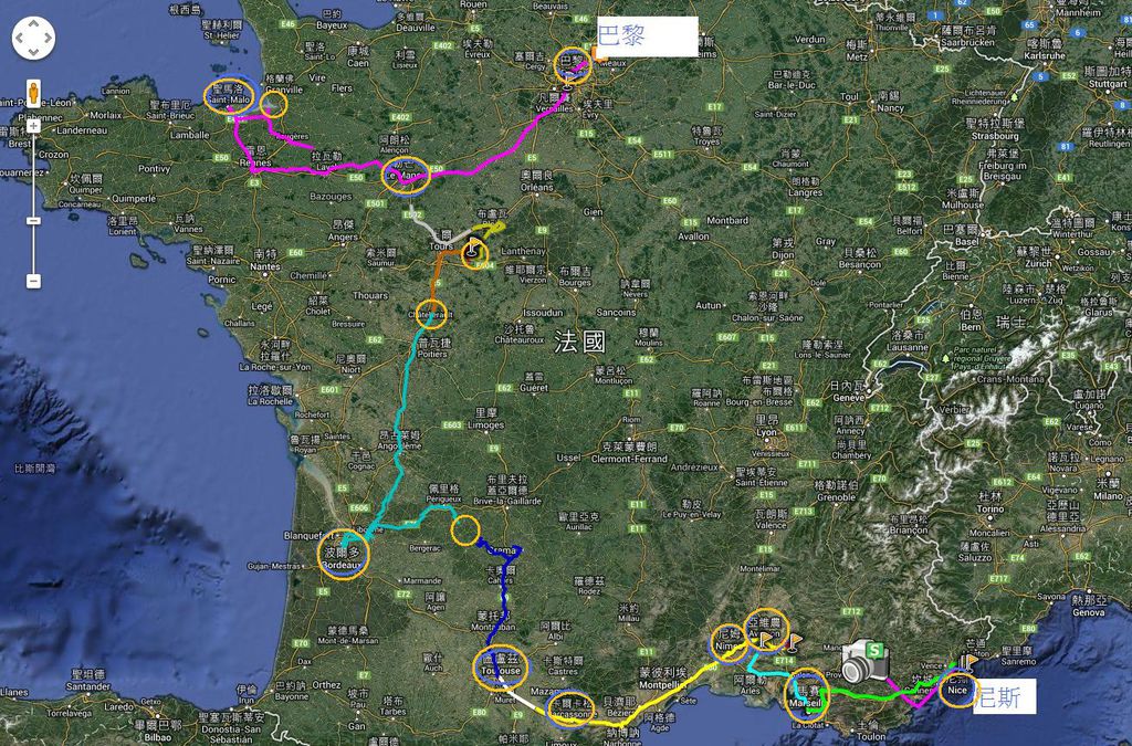 Map of French Tour with 下順