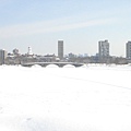 Charles River covered with snow