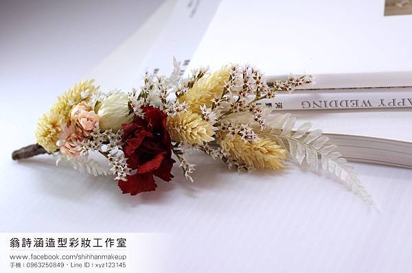 客製化手作乾燥花新娘飾品-排花