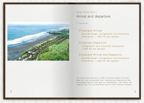 Alila Villas Soori Personal Preference Menu (PPM)