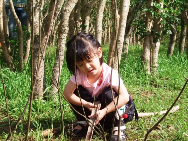 妹妹很努力的玩泥土~ㄏ