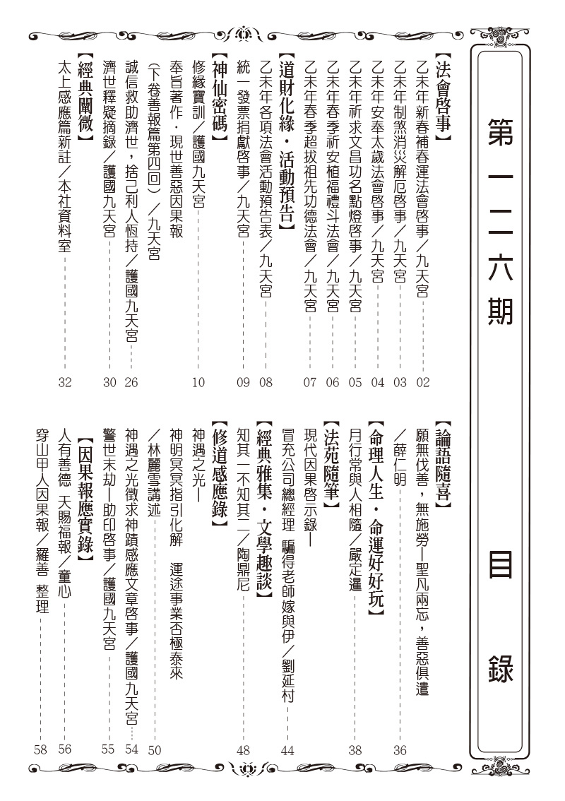 修緣雜誌第126期-目錄