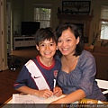 Calum and Mama making a block at home