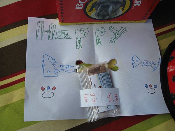 Calum's card and present for Boomer.