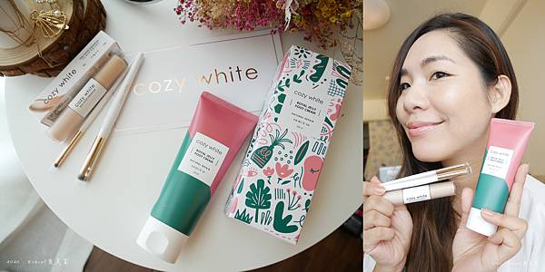 簡約質感cozy white,多功能美肌刷具、PS無痕雙色遮瑕蜜、水感修護嫩足