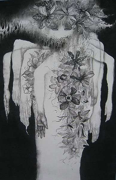 武裝:對王妻爭奪的想像。劉信義繪。水墨。 武裝:對王妻爭奪的想像。劉信義繪。水墨。