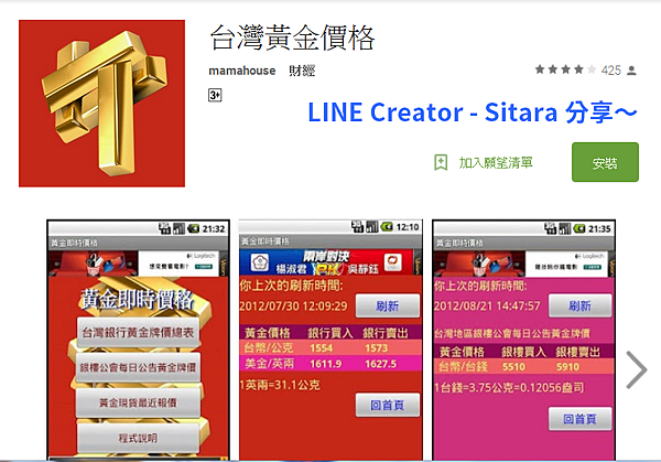 LINE - LINE Creator - 櫻桃草莓 發布【台灣黃金價格】APP!