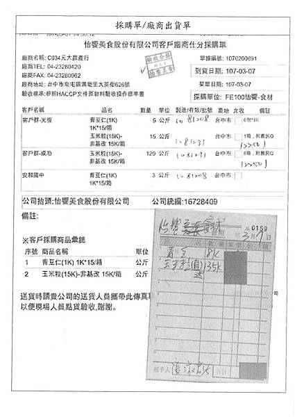 107.3.7-展昇鯊魚丁-CAS、保證責任雲林縣後湖合作農場玉米粒-CAS、漢光青江菜-產銷履歷、漢光高麗菜-產銷履歷(3)