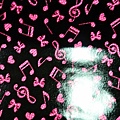 ♥【預購款－防水布】（６）黑底粉紅音符