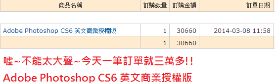 噓~不能太大聲~今天一筆訂單就三萬多!!Adobe Photoshop CS6 英文商業授權版.png