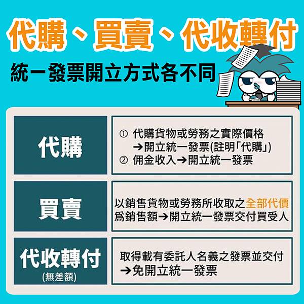 代購、買賣、代收轉付統一發票開立方式各不同.jpg