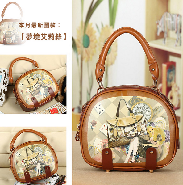 法國巴黎☆塗鴉.插畫饅頭箱包《娃娃、鐵塔、艾莉絲》☆相機包復古