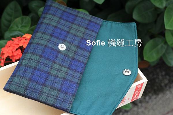 Sofie 機縫工房【藍綠格子】橫式紅包袋 過年加大版紅包袋