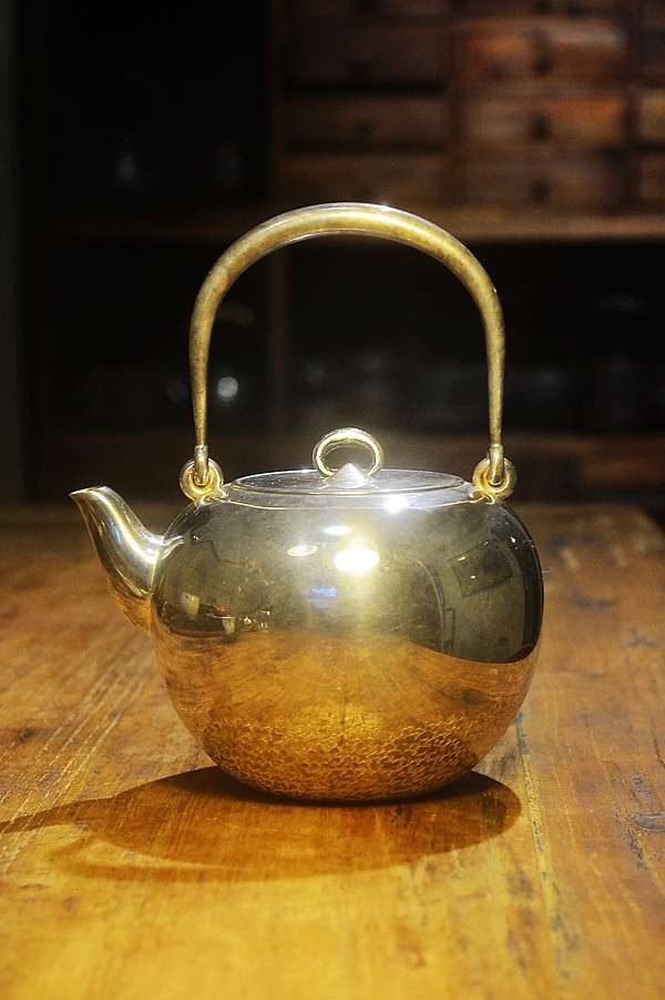尚美堂造 黄銅 銀覆輪 茶托 五客 恐 計323g 共箱 煎茶道具 売買
