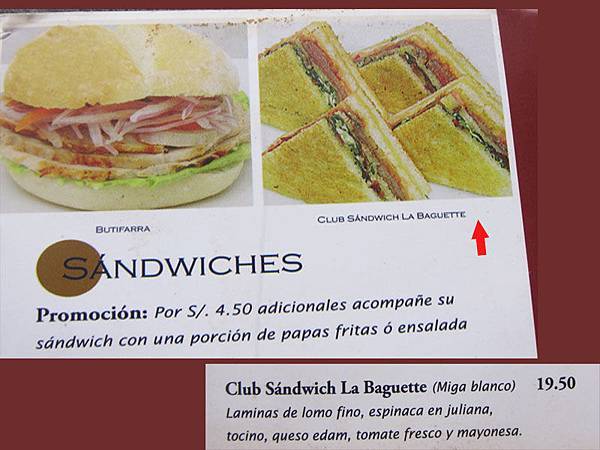 club sandwich menu