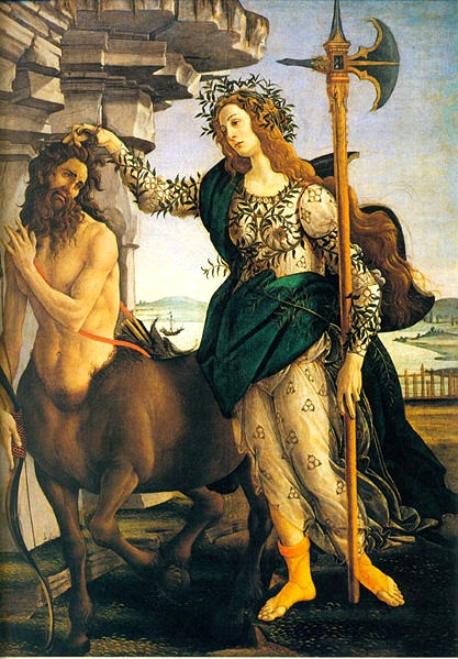 雅典娜與仙托(半人馬)Pallas and the Centaur _ 波提且利Sandro Botticelli.jpg