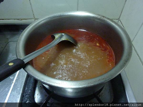 加了麻辣醬的湯