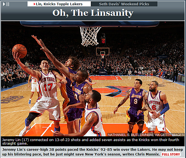 SI運動畫刊頭條2012.02.11 林書豪 Oh, The Linsanity