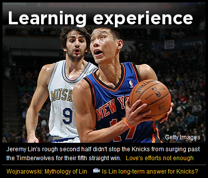 Yahoo Sports頭條 林書豪 Learning experience 2012.02.11 