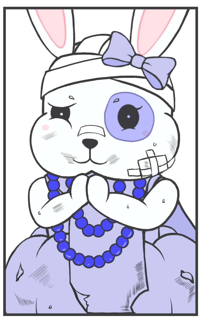 LINE貼圖-金元寶兔兔-搞笑版-09-被打傷