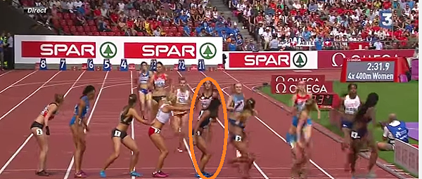 1600公尺女子接力賽，法國女選手竟然在即將抵達終點時開外掛．．這一幕全場傻眼！1