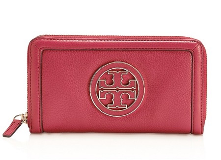 TORY BURCH 經典金屬LOGO荔枝牛皮拉鍊長夾(紅).jpg