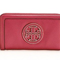 TORY BURCH 經典金屬LOGO荔枝牛皮拉鍊長夾(紅).jpg