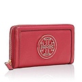 TORY BURCH 經典金屬LOGO荔枝牛皮拉鍊長夾(紅)1.jpg