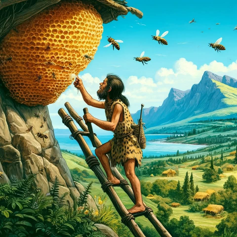 石器時代原始人，略懂吃蜂蜜！