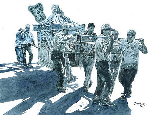 五分仔車鐵道 彰化媽 笨港換龍袍 限定版香路輕旅 青花繞境圖 林晉任.jpg - 彰化溪州成功旅社 (榖雨農用書店) 20190101