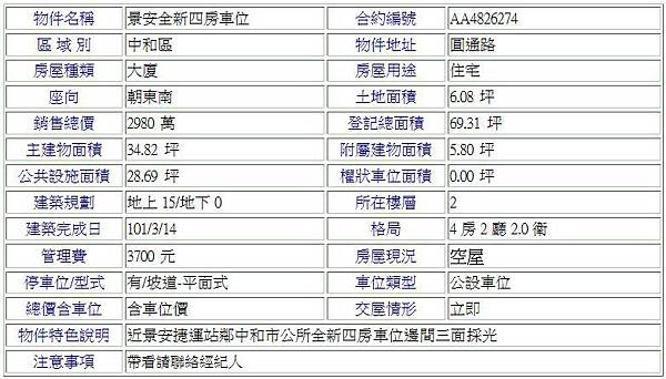 景安全新四房車位