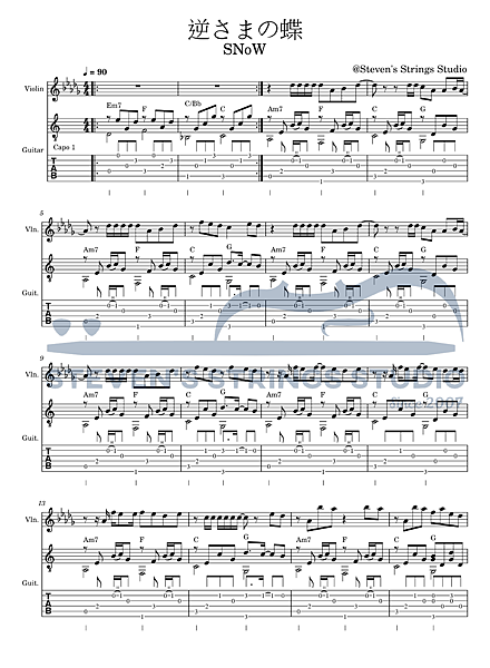 [小提琴譜 吉他譜 DTXMania]逆さまの蝶 -