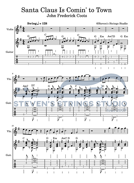 [小提琴譜 吉他譜]Santa Claus Is Com